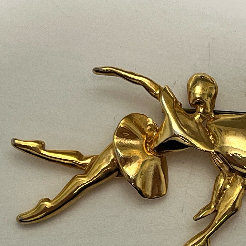 Vintage Gold Toned Ballerina Dancers Brooch - Picture 2 of 4